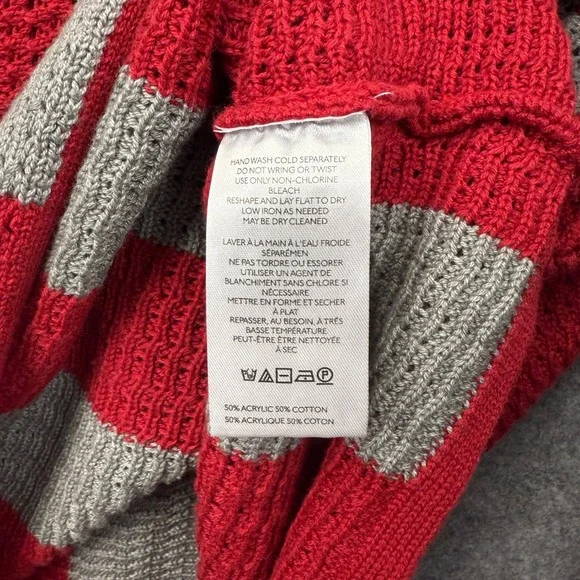 BDG Urban Outfitters Red Grey Striped Open Knit Polo Sweater Womens XS New - Picture 9 of 11